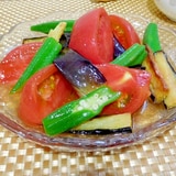 トマト茄子オクラ（夏野菜）のめんつゆびたし